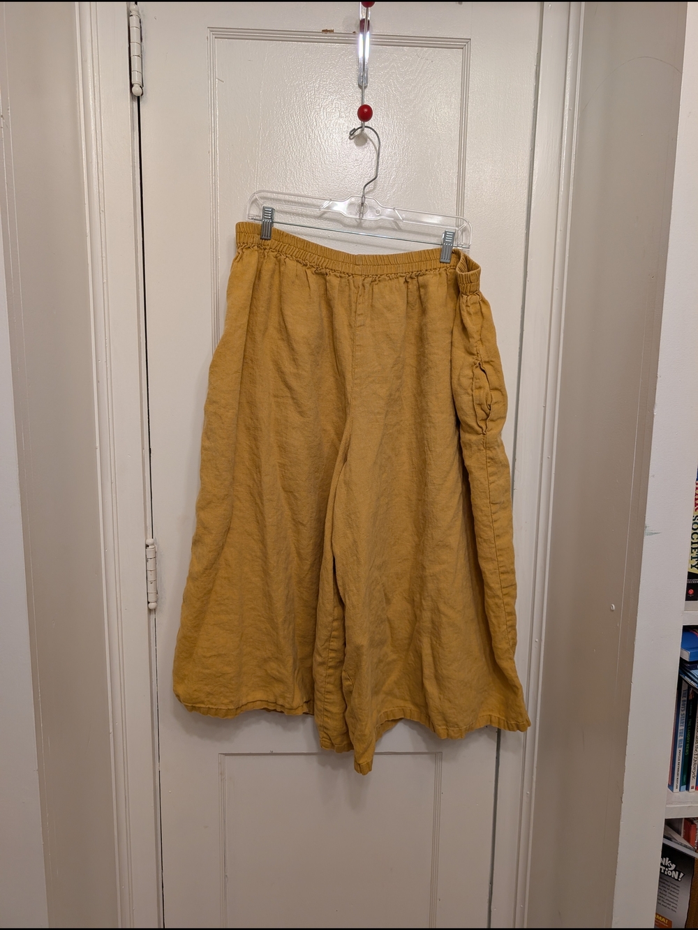 Wide-Leg Linen Blend Pants in Mustard - Picture 2 of 5